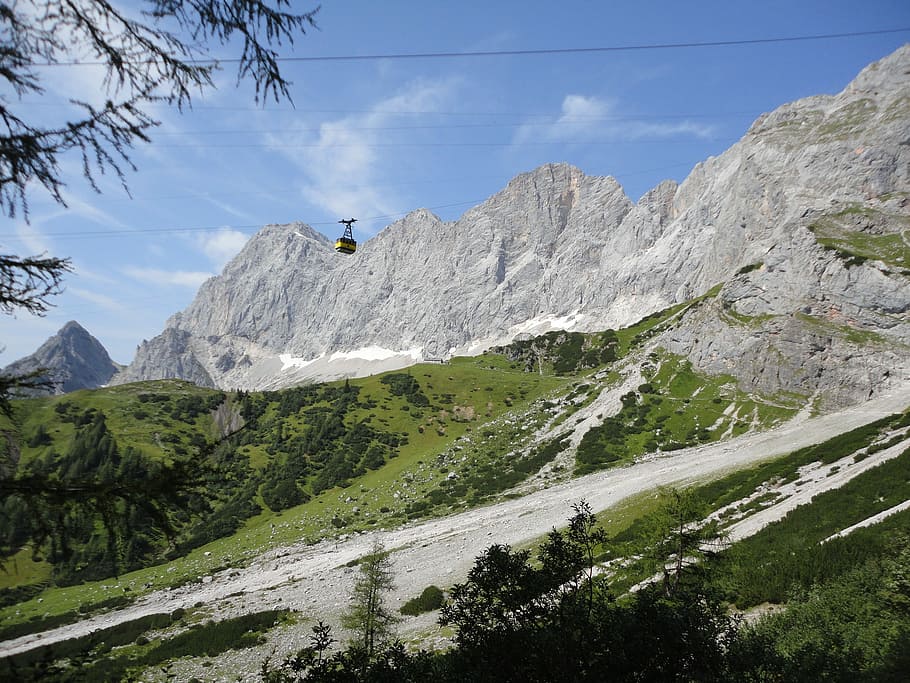 Austria, Dachstein, Alpine, Nature, mountains, landscape, blue, hike, thatch, gondola