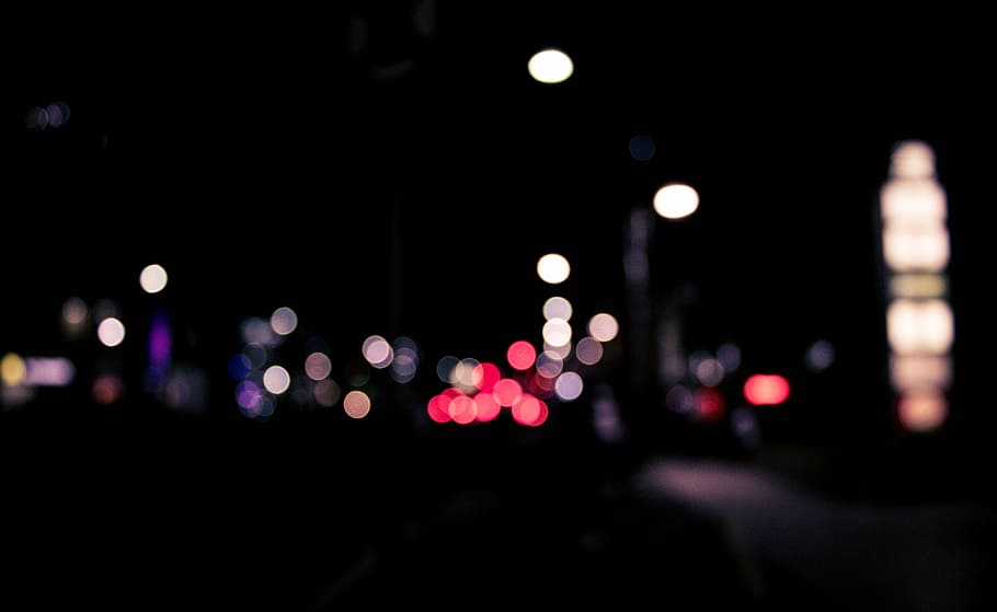 fotografia bokeh, luzes da cidade, noite, cidade, luzes, cores, fotografia, desfocado, resumo, rua