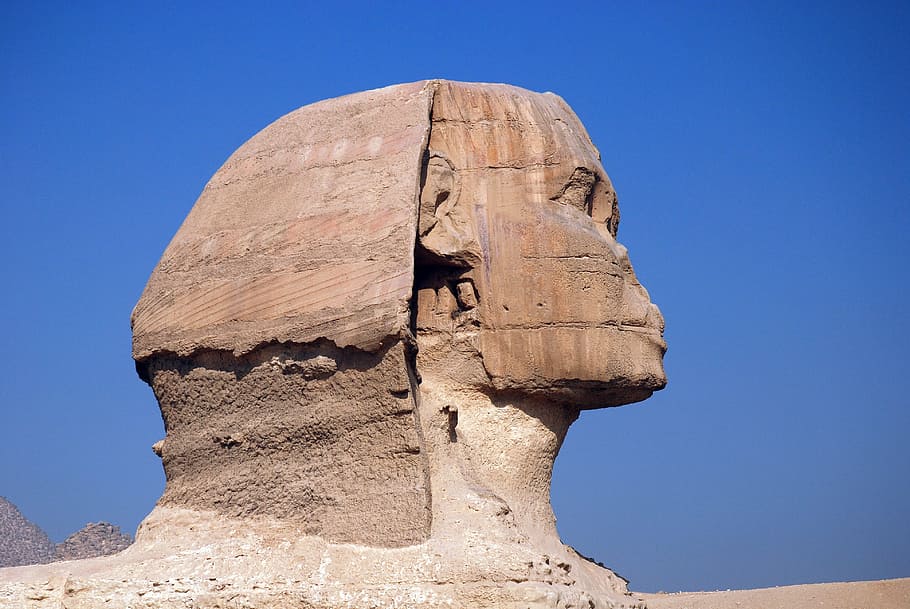 brown, daytime, Sphinx, statue, egypt, ancient, archeology, pyramid, giving, cairo