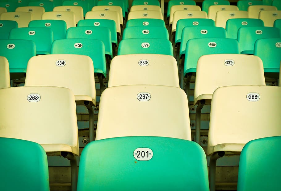 architecture, sit, building, chairs, rows of seats, stadium, seat numbers, plastic, plastic seat, grandstand