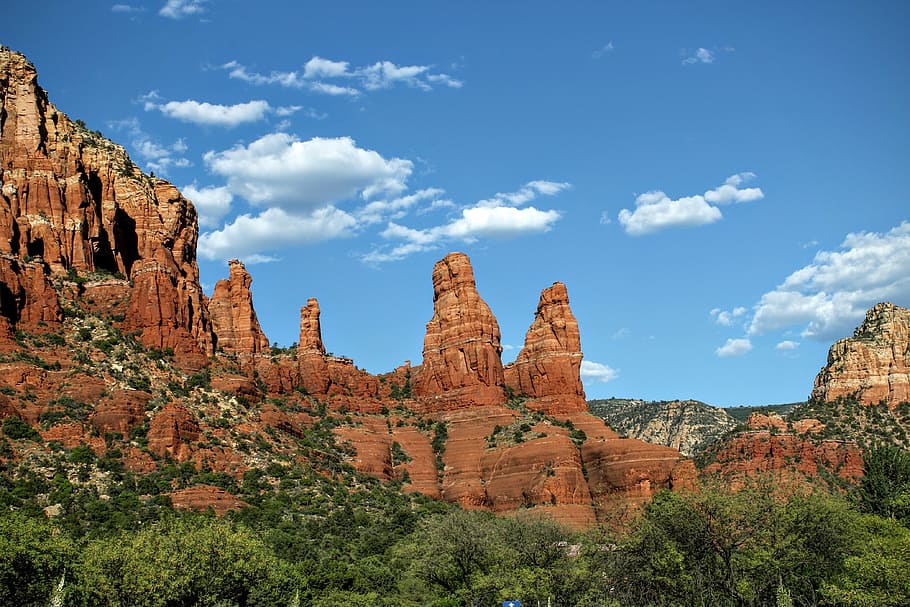 arizona, sedona, landscape, red hills, nature, red rocks, desert, rock, rock - object, rock formation