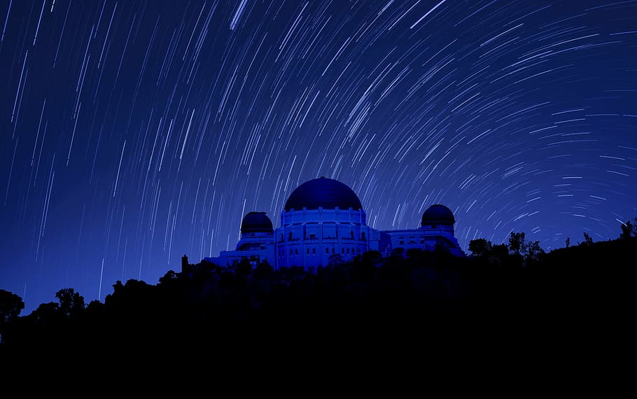 long, exposure photography, mosque, night, stars, griffith observatory, night photography, los angeles, astrophotography, adobe photoshop
