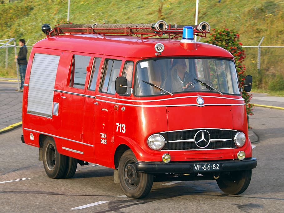 mercedes, fire, truck, benz, oldtimer, automobile, emergency, firetruck, classic, equipped