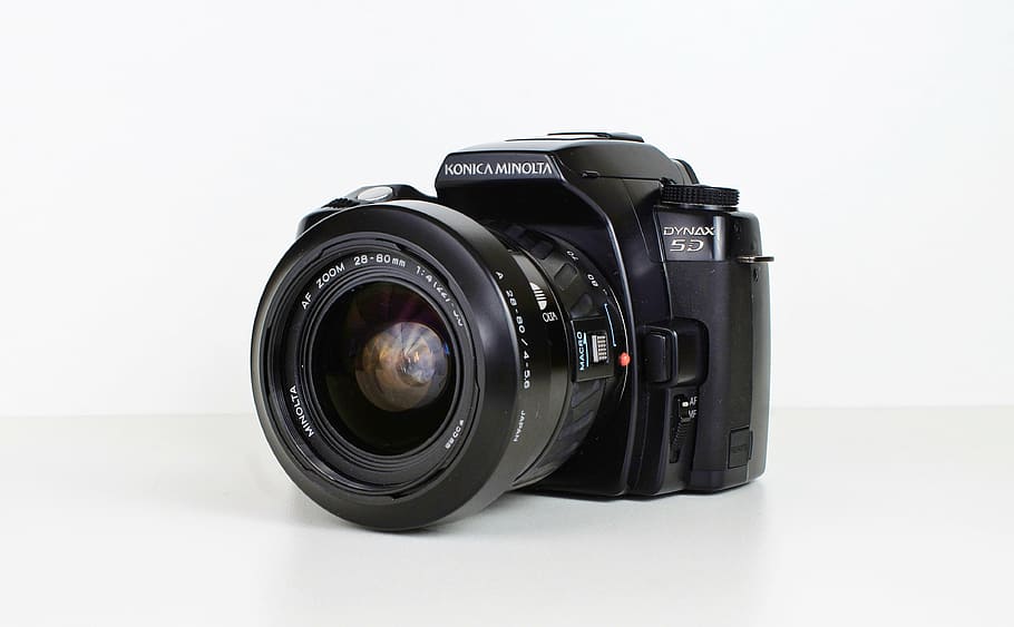 camera, konica, minolta, old camera, photo camera, photograph, flash light, digital, digital camera, dynax 5 d