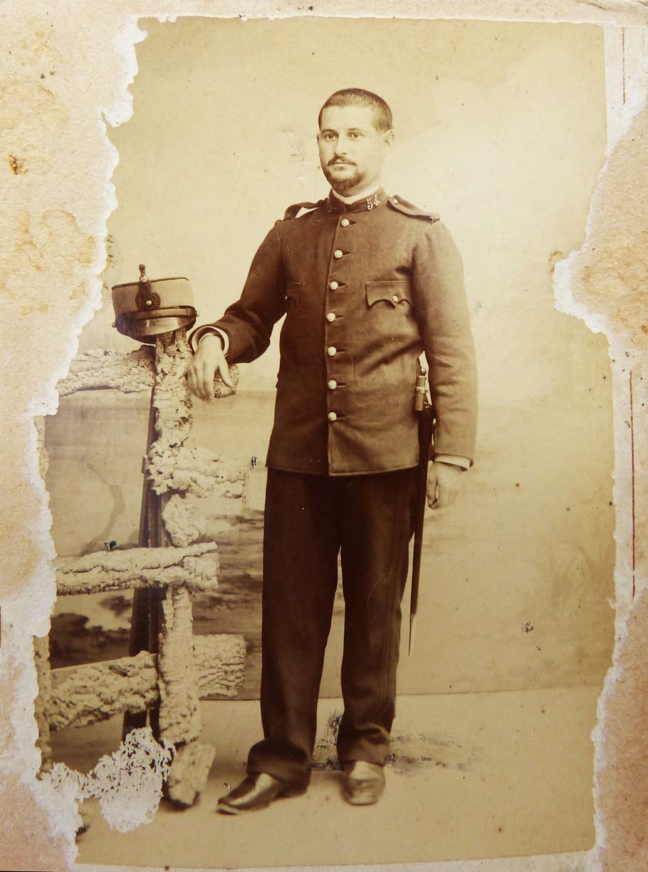 military, uniform, military service, ancestor, old, vintage, sepia, ghost, ghostly, male
