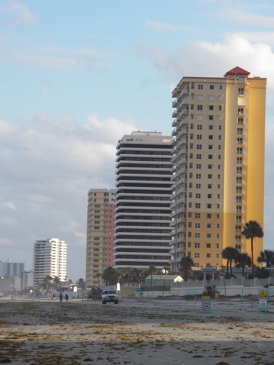 Buildings, Building, Highrise, highrises, towers, tower, beach, front, sand, condominiums
