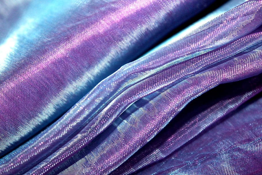 têxtil, pano, tecido, textura, lilás, azul claro, transbordante, vincos de tecido, pano artificial, sintético