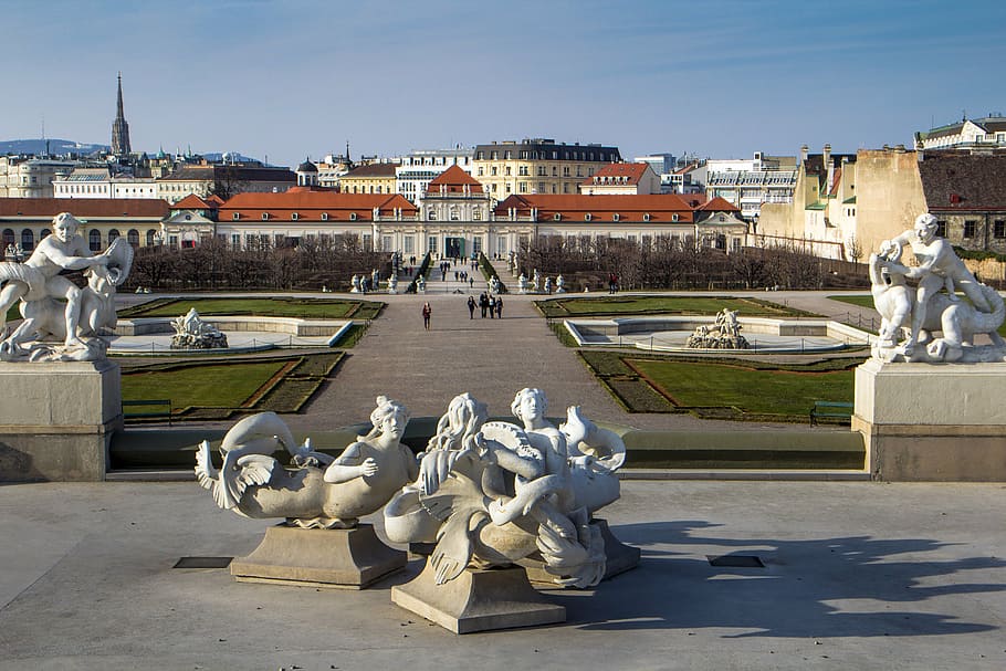 vienna, barockschloss, belvedere, castle, architecture, sculpture, statue, art and craft, built structure, travel destinations
