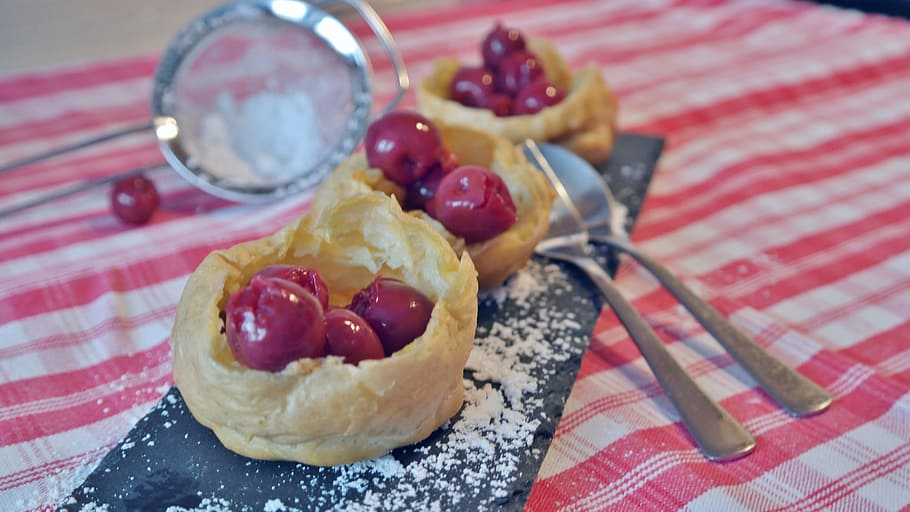 cream puff, pastries, bake, baked goods, delicious, choux pastry, sweet, feasting, cherries, eat