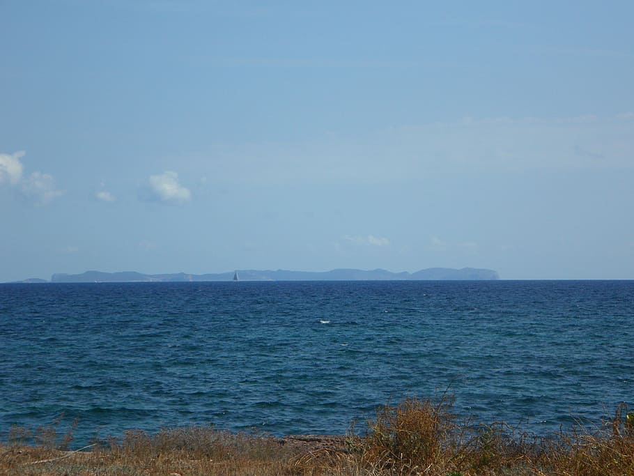 horizonte, mar, cabrera, isla, tierra a la vista, agua, océano, cielo, amplia, perspectiva