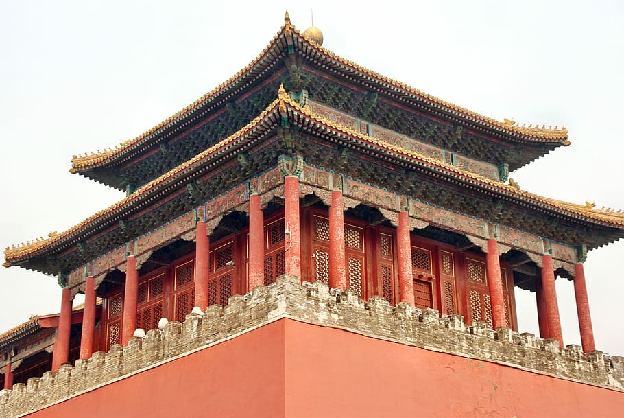 China, Beijing, Palace, Forbidden City, pavilion, architecture, building exterior, built structure, roof, eaves
