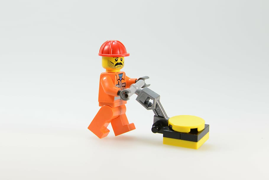 orange minigif, lego, legomaennchen, males, workers, work, return, periodic week, clean, clean up