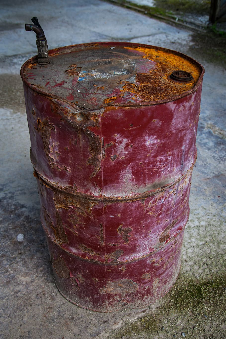 old, rusty, barrel, old rusty barrel, factory, metal, iron, vintage, steel, dirty