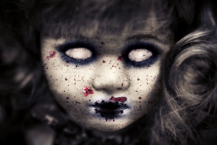 wallpaper boneka menakutkan, zombie, boneka, mainan, halloween, kengerian, jahat, menakutkan, mati, hantu