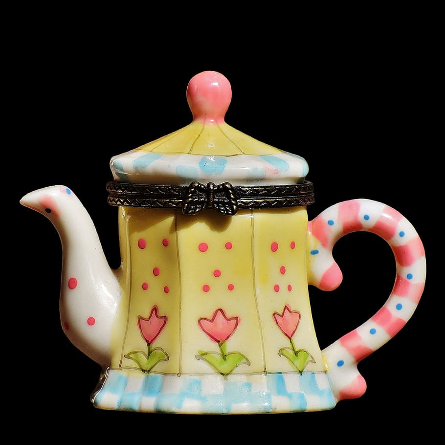 teapot, drink, pot, tea, coffee pot, coffee, relax, afternoon, ceramic, black background