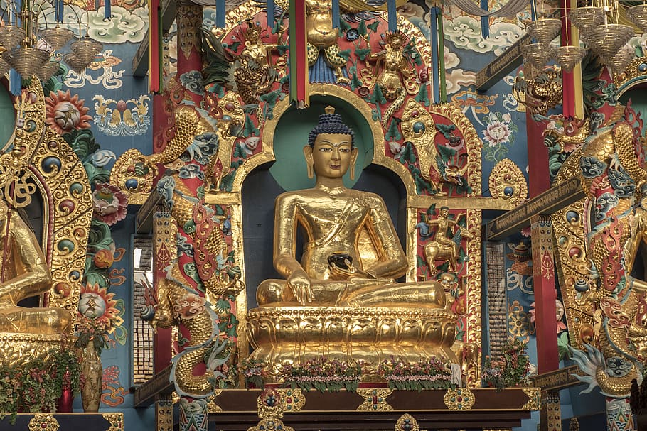 buddha, monastery, bodhisattva, tibetan, religious, meditation, gold, human representation, art and craft, representation