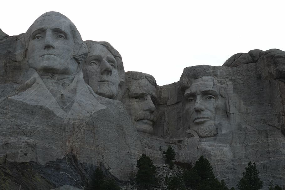mount rushmore, national monument, presidential, sculpture, art and craft, representation, human representation, statue, sky, male likeness