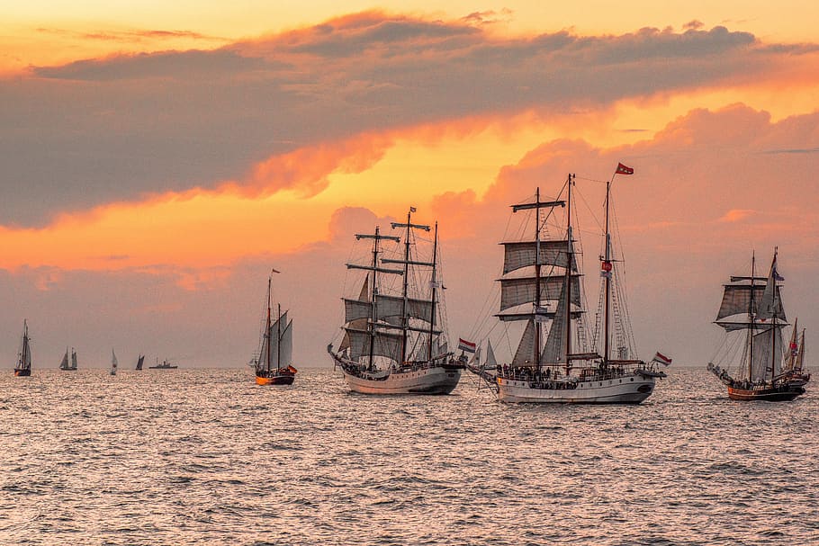 hanse sail, rostock, berlayar, warnemünde, laut Baltik, laut, kapal, pelayaran, Mecklenburg Pomerania Barat, maritim