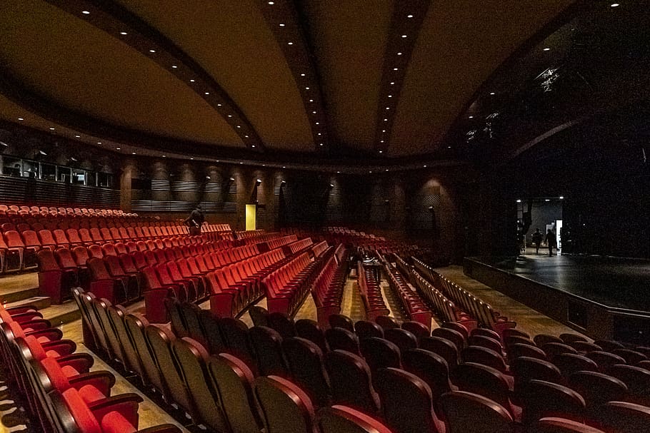 vermelho, etapa, teatro, cortina, assentos, iluminação, mostra, atuação, encenação, entretenimento