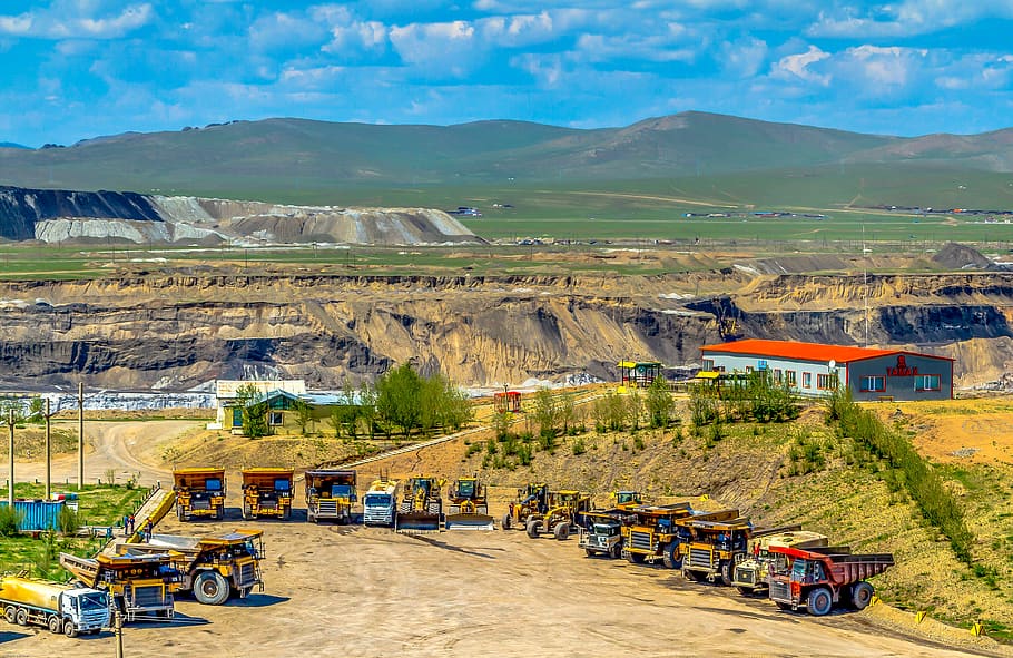 coal, mine, mongolia, mountain, environment, landscape, mountain range, scenics - nature, land, nature