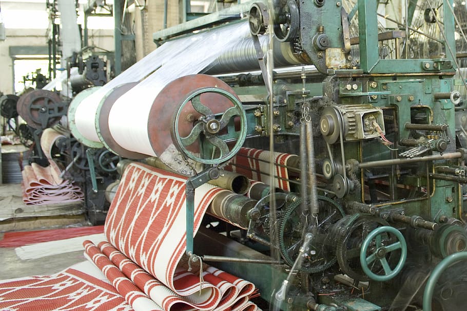 grey, black, weaving, machine, factory, textile, manufacturing, industry, yarn, fabric