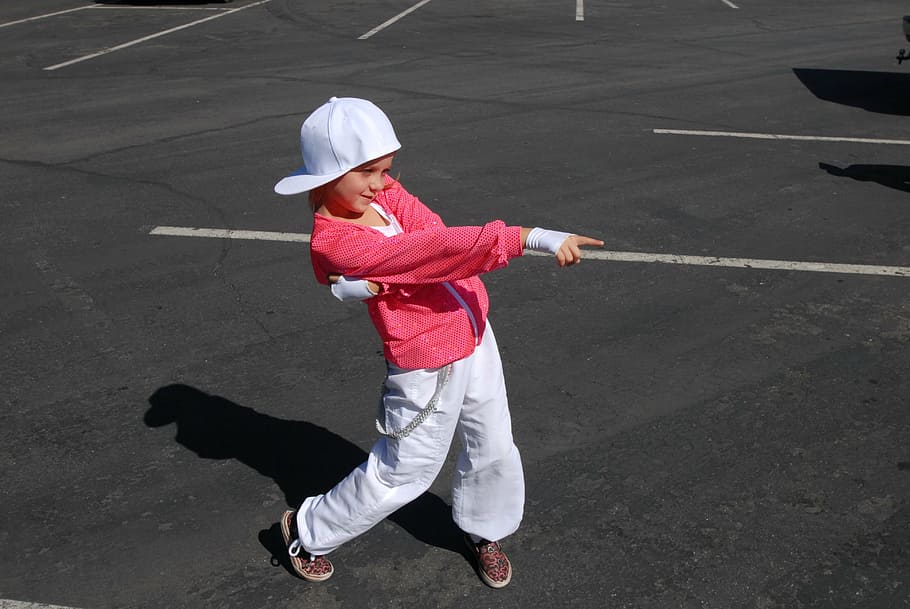 hiphop pose, anik, dancer, full length, one person, child, childhood, hat, high angle view, real people