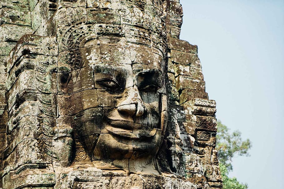 human, sculpture, daytime, cambodia, angkor, wat, ancient, temple, asia, khmer