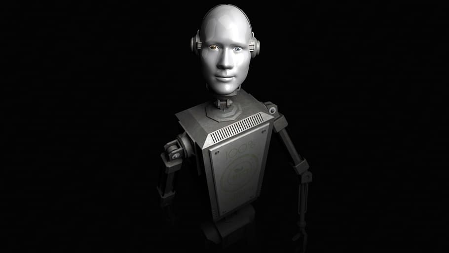Ilustración de robot gris, adulto, robot, droide, instalación, 3d, fondo de pantalla, fondo, gris, metal
