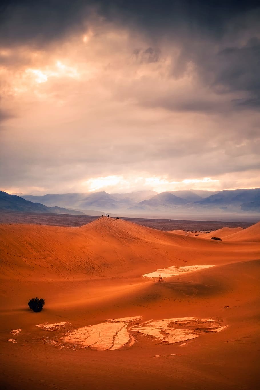 sand dunes, cloudy, skies, death valley, california, desert, sky, clouds, scenic, mountains