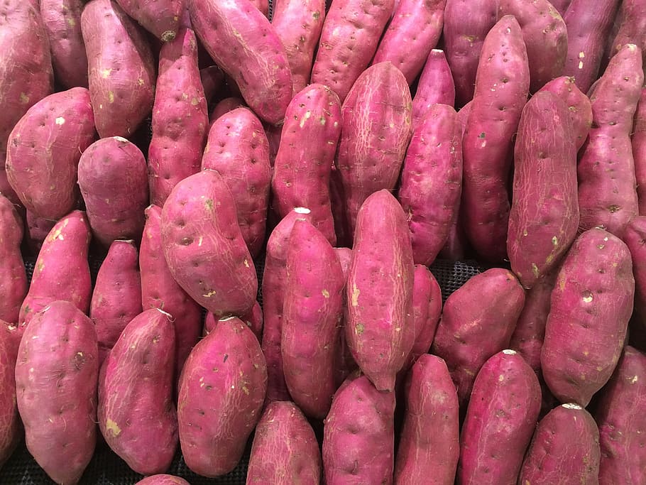 sweet potatoes, sweet potato, red purple, pile up, fruit, seiyu ltd, living, supermarket, fruits and vegetables, department