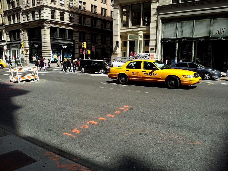 Táxi de Nova York, táxi amarelo, cidade, táxi, manhattan, carro, nova iorque, viagem, tráfego, transporte