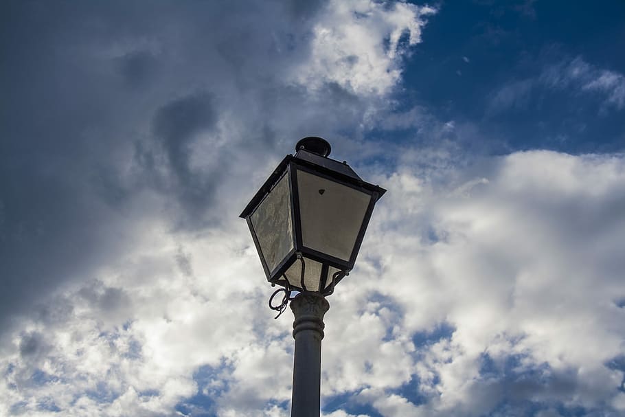 Street Lamp, Lighting, Light Pole, Sky, clouds, cloud - sky, lighting equipment, low angle view, street light, street
