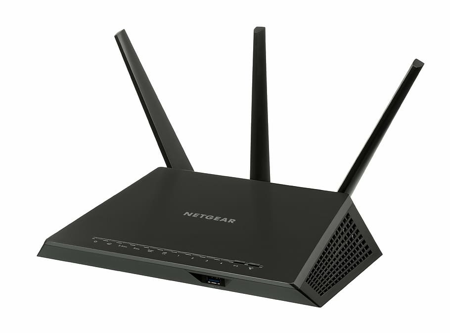 black, netgear modem router, netgear, nighthawk, ac1900, wifi, router, technology, computer, modem