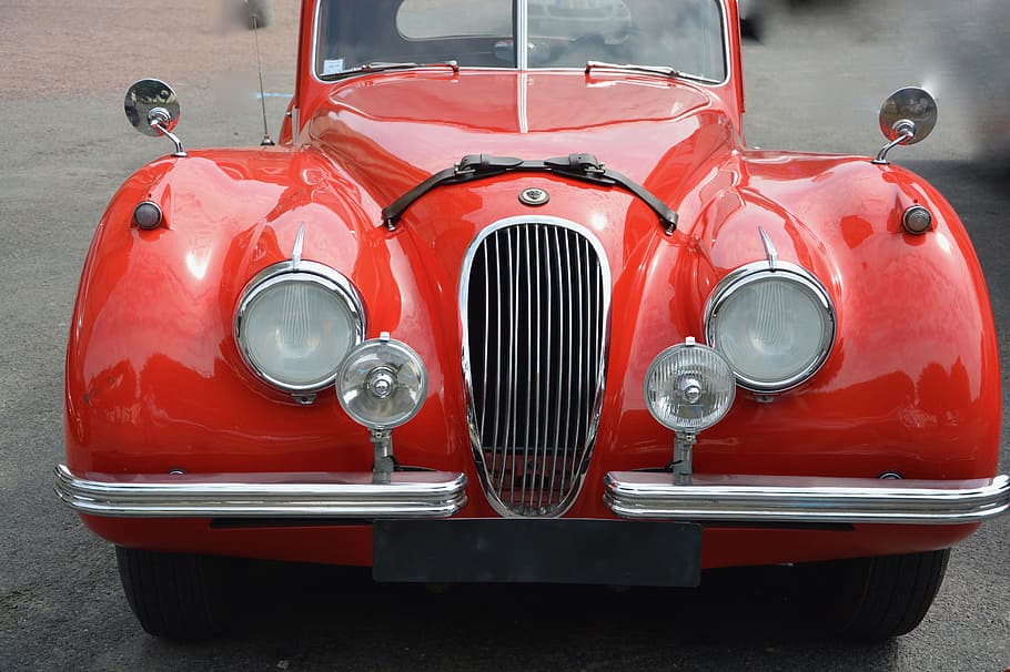 koleksi mobil, lampu depan, cermin, koleksi vintage, bekas, mobil tua, mobil, retro, kendaraan tua, merah