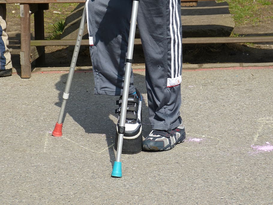 person, using, forearm crutches, disabled, handicap, patients, disability, impaired, physical disability, mobility