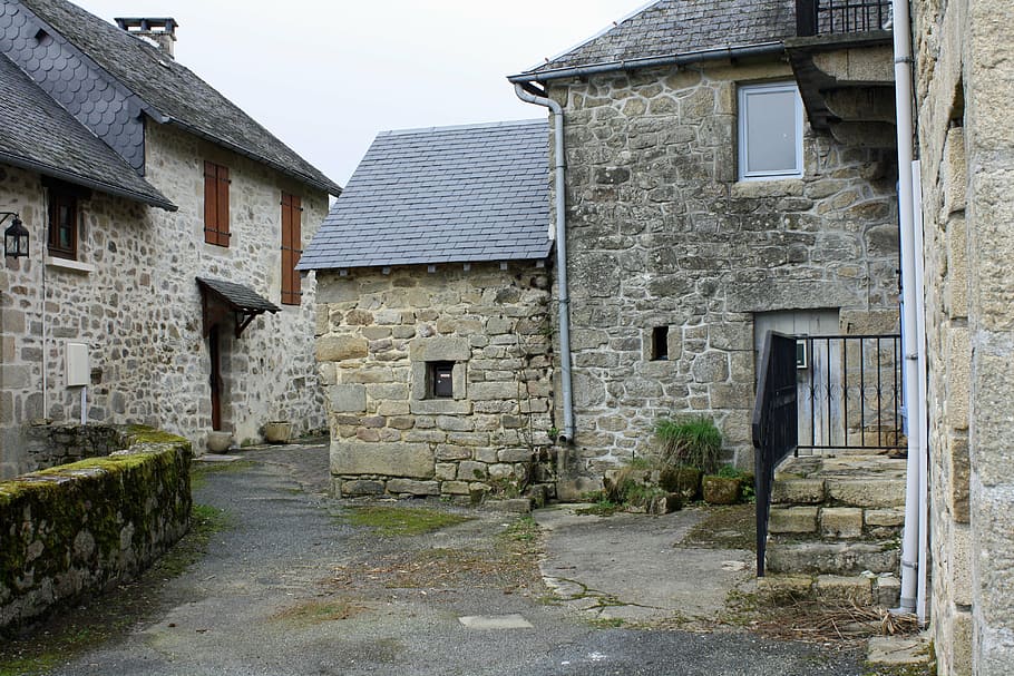stone houses, ancient houses, stone hamlet, french hamlet, stone buildings, architecture, built structure, building, building exterior, house
