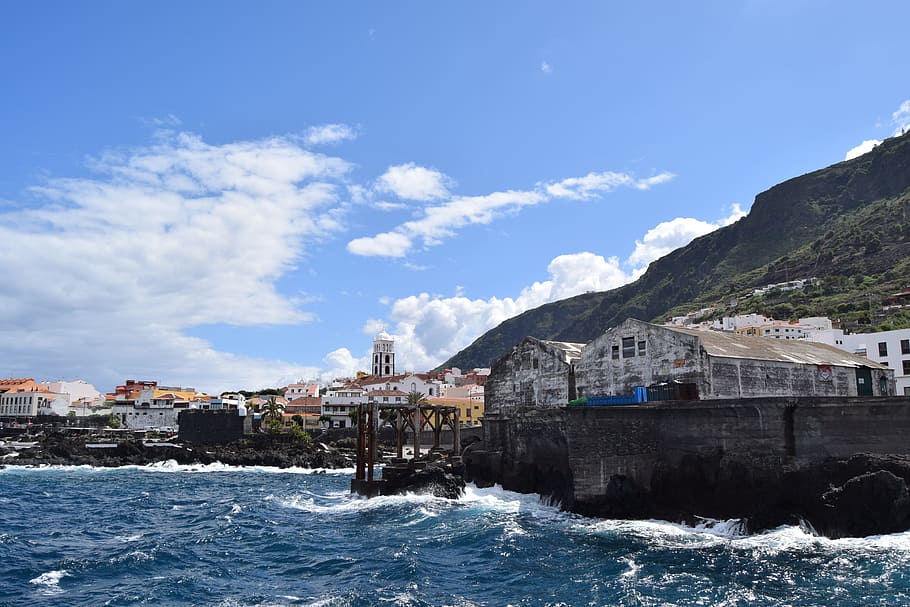 garachico, tenerife, sea, canary islands, old town, idyll, architecture, built structure, building exterior, water