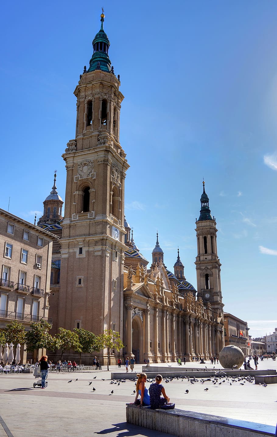 zaragoza, main, square, church, spain, architecture, building exterior, built structure, group of people, building