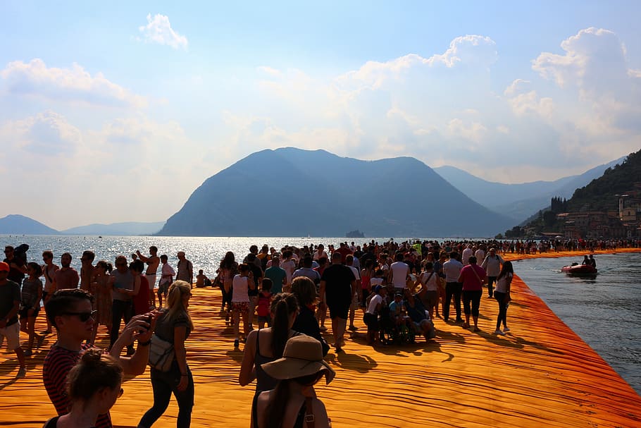 christo, floating piers, italy, art, installation, water, lake, lago, lake iseo, jeanne-claude