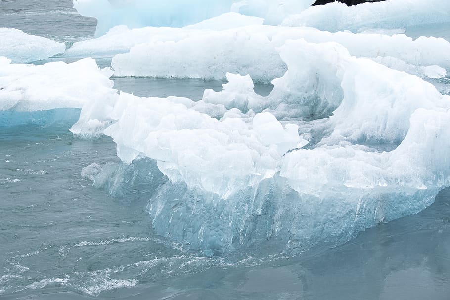 icebergs, glacier, iceland, ice, water, frozen, floating, melt, jökulsárlón, cold temperature
