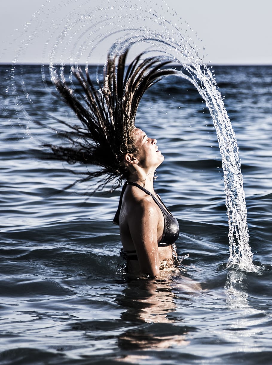 spetters, water, girl, nature, wet, explosion, creative, drops, one person, waterfront