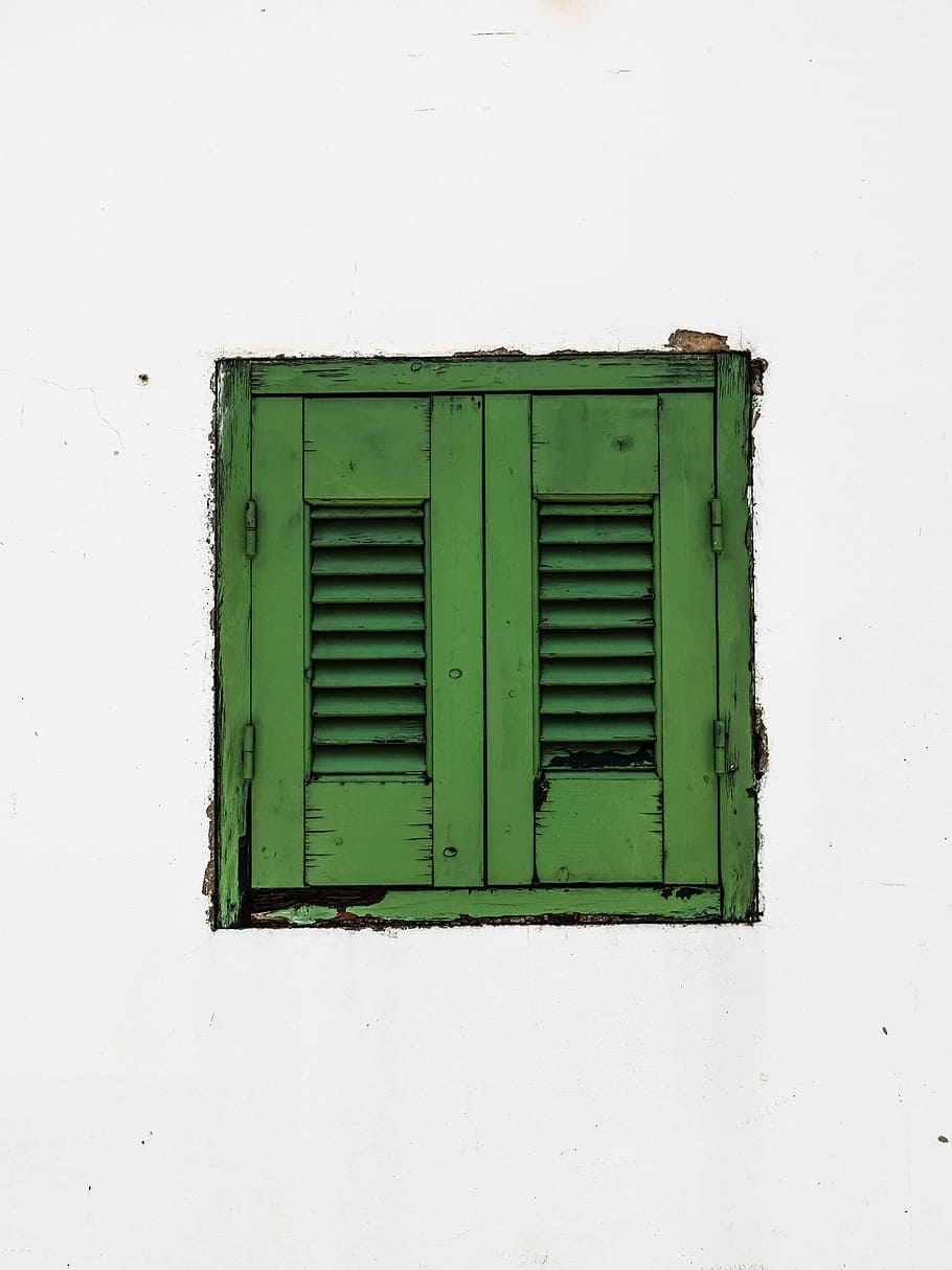 window, wooden, green, decay, wall, architecture, traditional, greece, green color, built structure