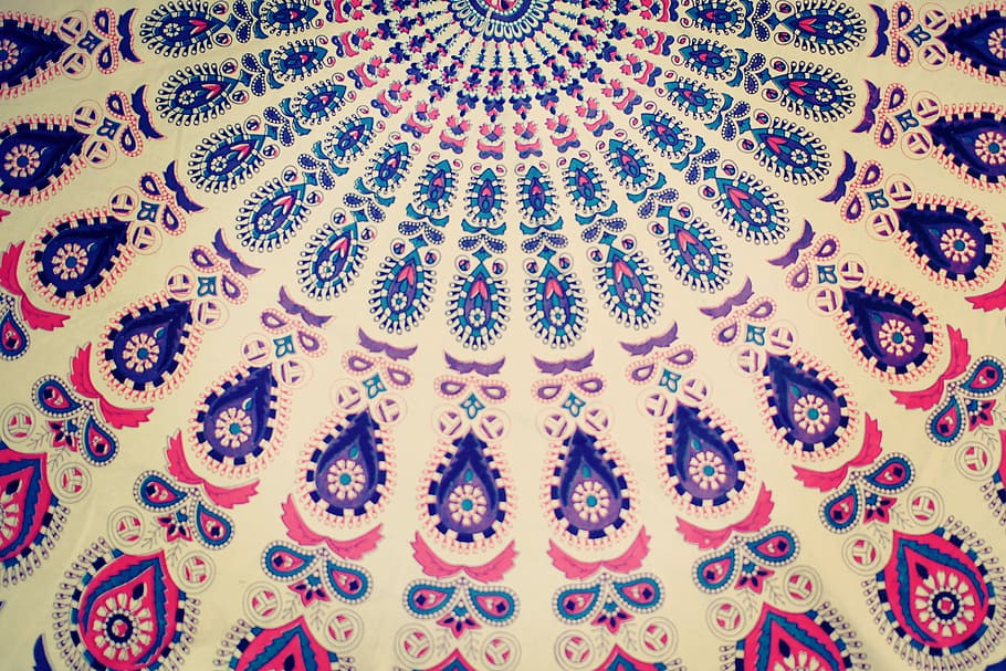 white, blue, pink, mandala artwork, mandala, artwork, decoration, textile, pattern, indigenous Culture
