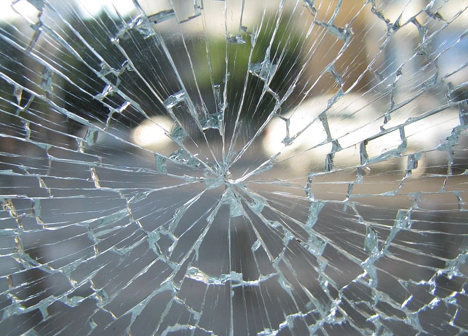 Cracked glass window