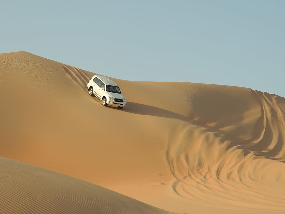 white, suv, dessert, daytime, dune, 4x4, desert, rally off-road, sand, sand dune