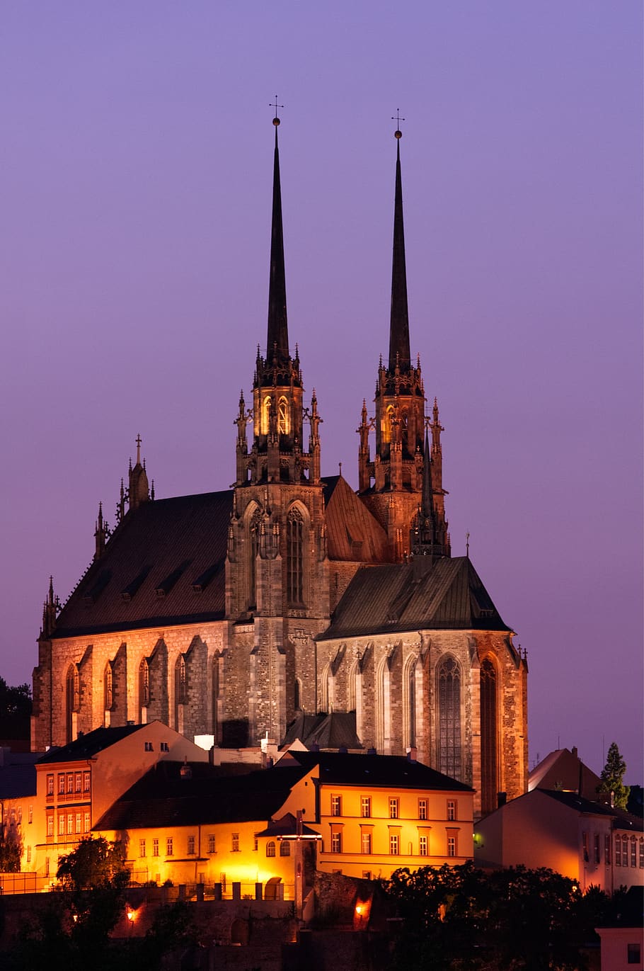 brno czech republic, petrov, church, cathedral, moravia, czech republic, monument, night, building exterior, architecture