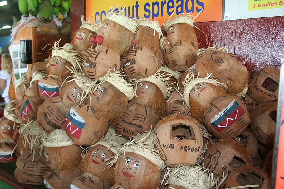 coconut heads, hawaii, coconut, hawaiian, head, island, for sale, market, retail, text