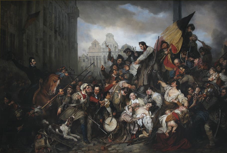 1830, Belgian Revolution, Revolution of 1830, Belgium, art, dom, indepedence, painting, public domain, revolution