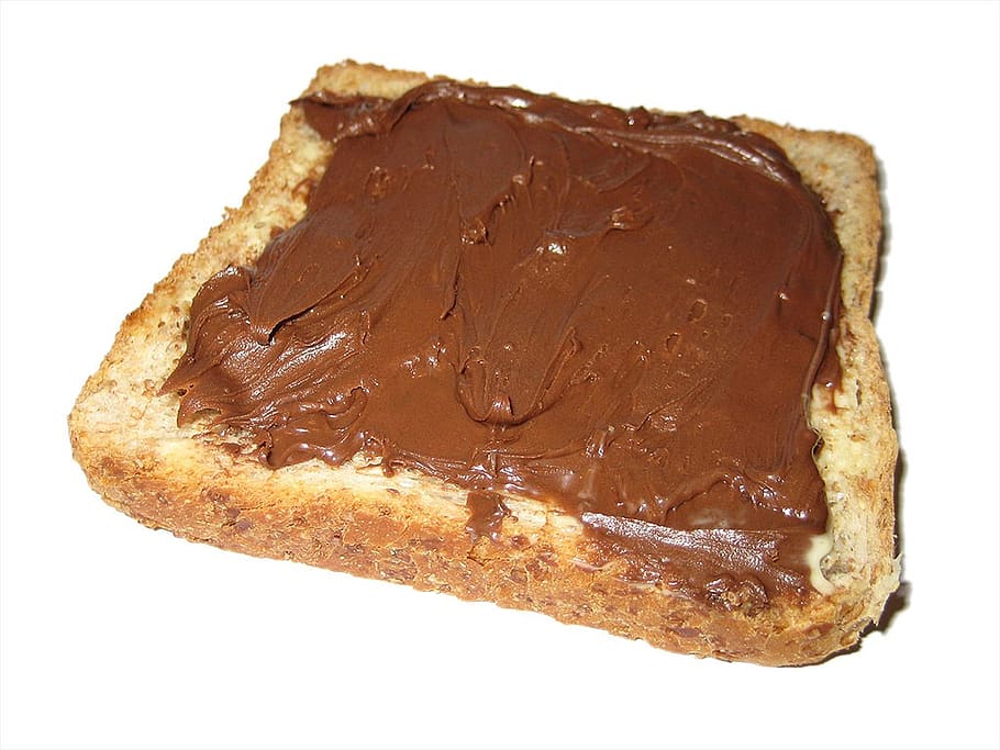 nutella, toast, white bread, chocolate cream, walnut cream, breakfast, sweet, carbohydrates, dessert, food