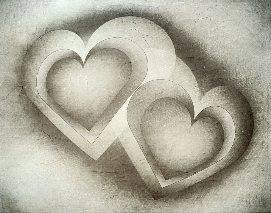 close-up photo, couple heart, heart, love, romance, valentine's day, wedding, pair, luck, romantic